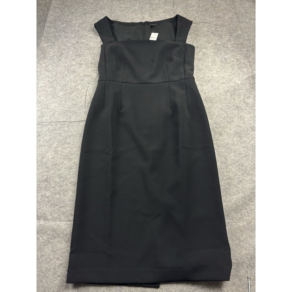 Ann Taylor Womens S Black Sheath Sleeveless Square Neck Midi Dress Career Classy